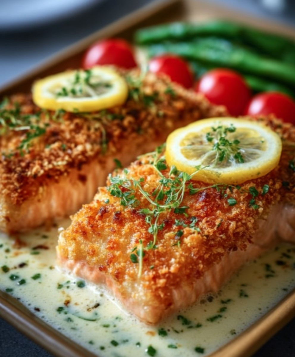 Parmesan Lachs Kruste backen