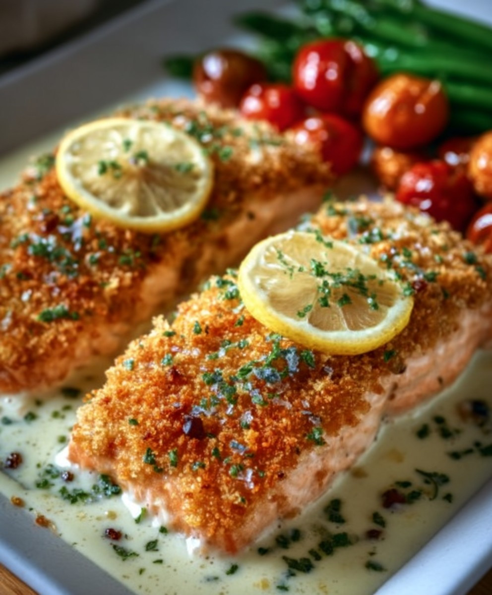 Parmesan Lachs Kruste backen