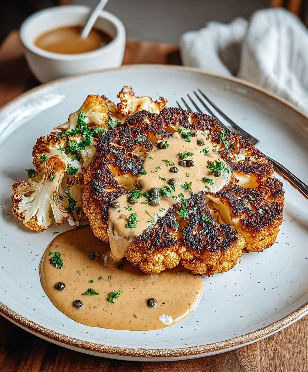 Blumenkohlsteak Pfefferrahmsauce