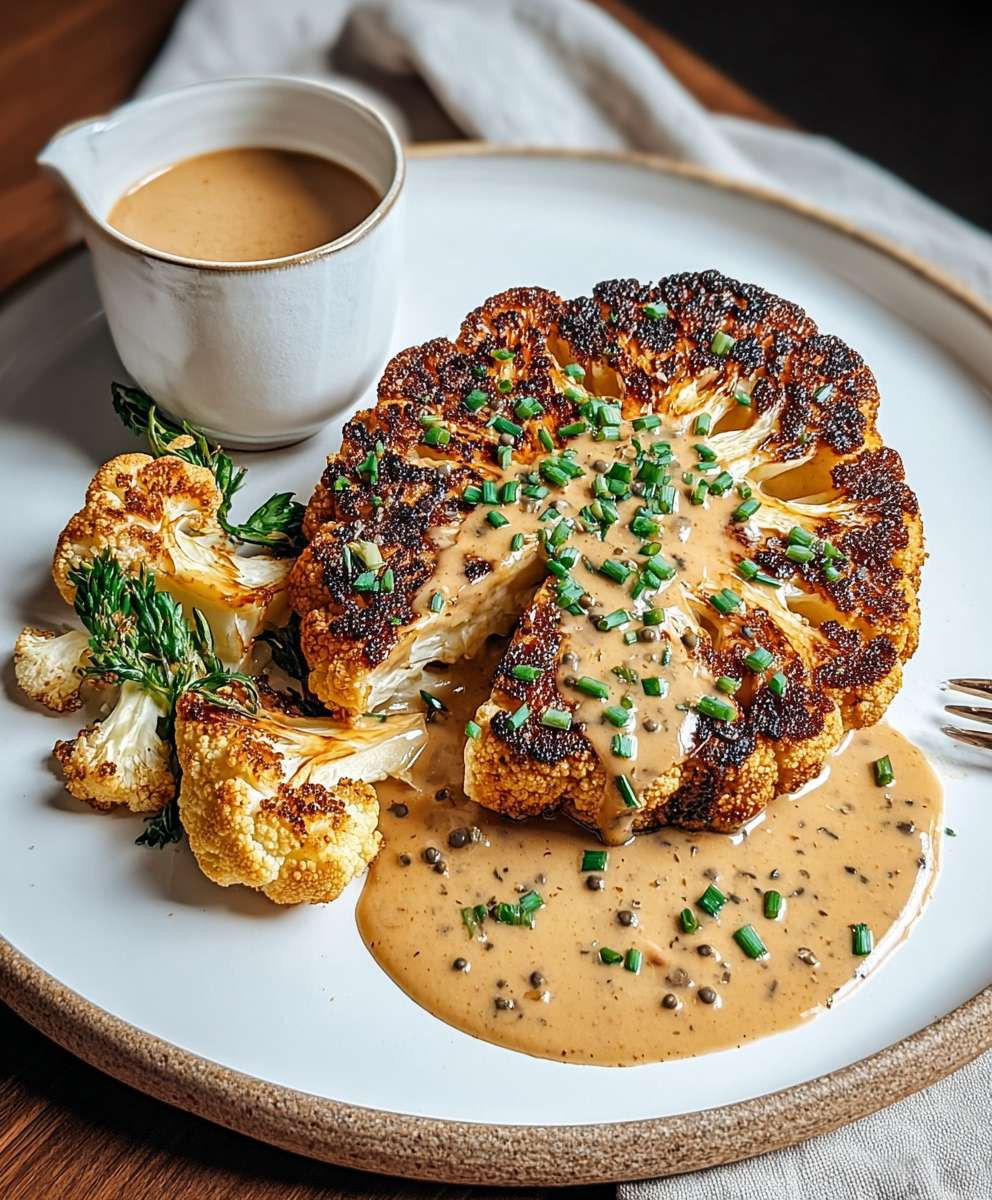 Blumenkohlsteak Pfefferrahmsauce