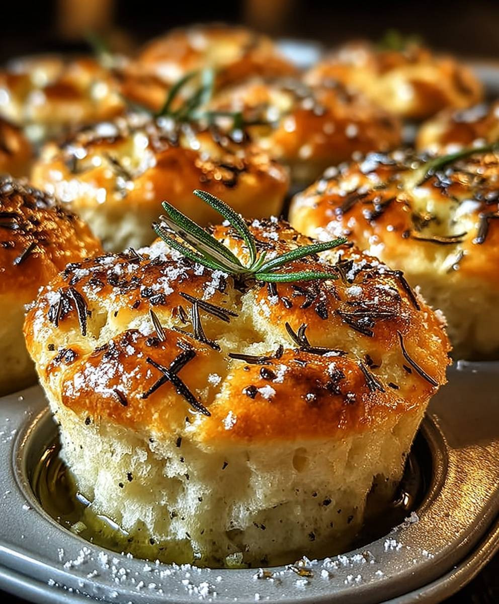 Rosmarin Knoblauch Focaccia Muffins