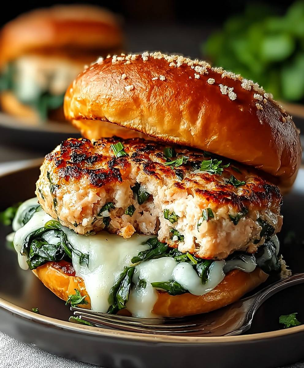 Spinat Hähnchen Burger Käse