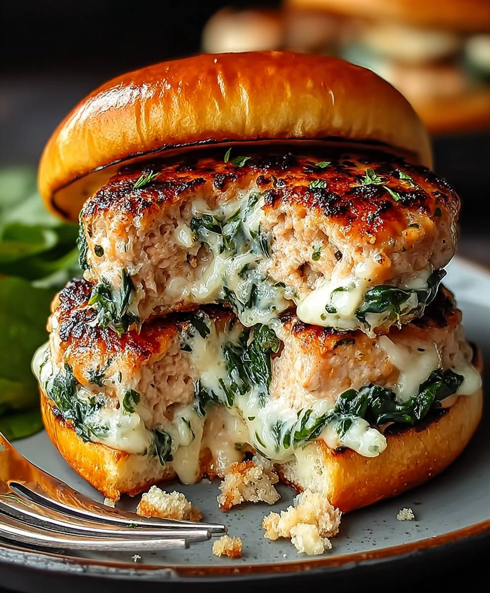 Spinat Hähnchen Burger Käse