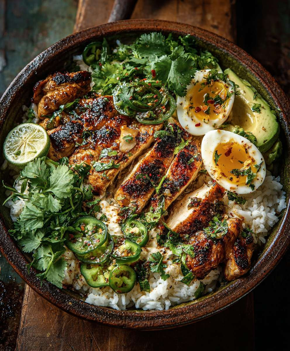 Kokos Hähnchen Reis Bowl