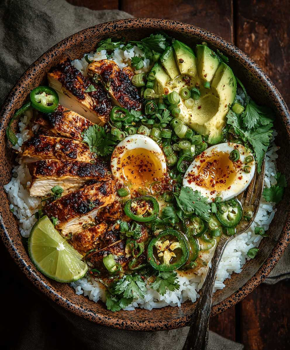 Kokos Hähnchen Reis Bowl