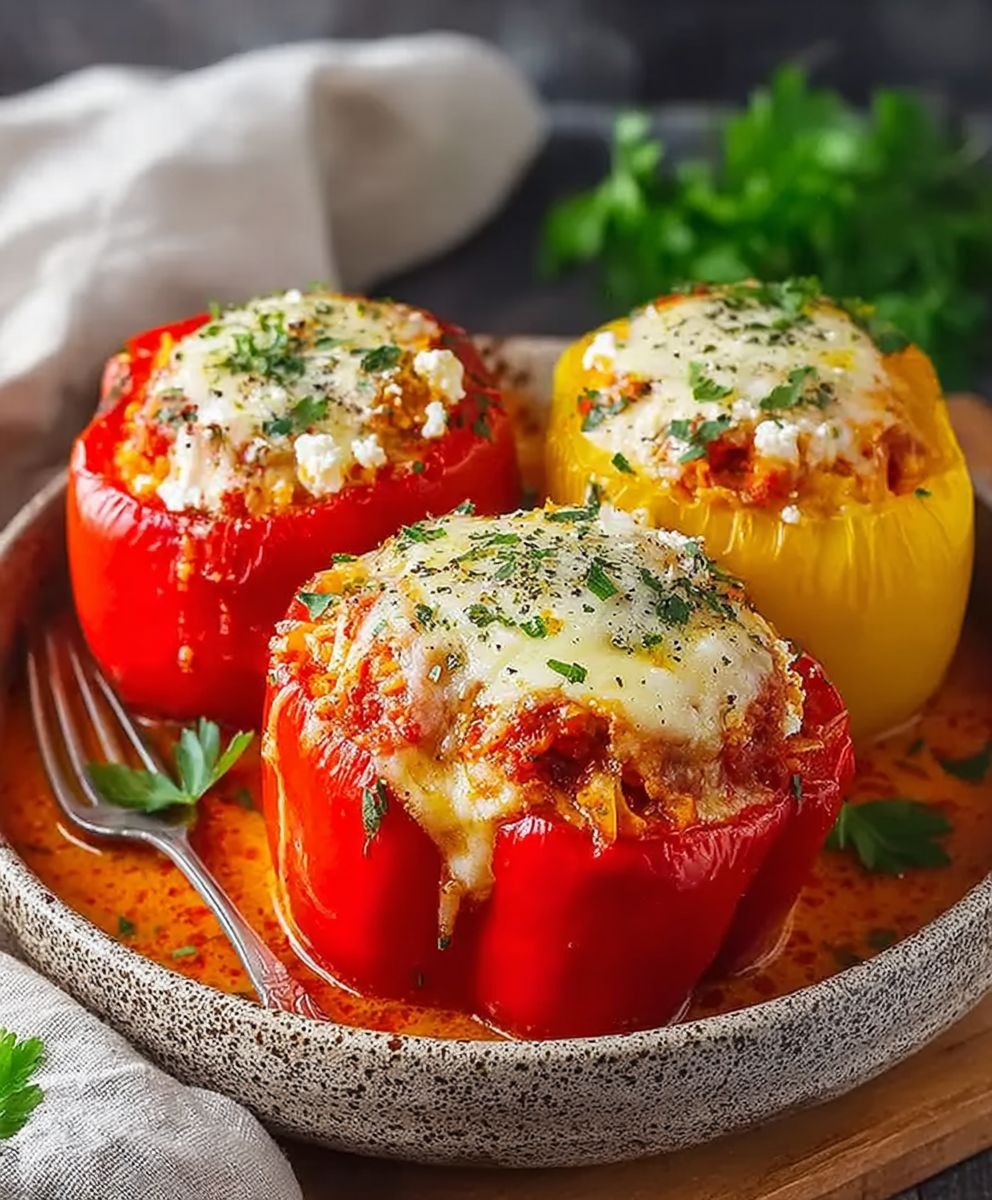Gefüllte Paprika mit Reis Feta