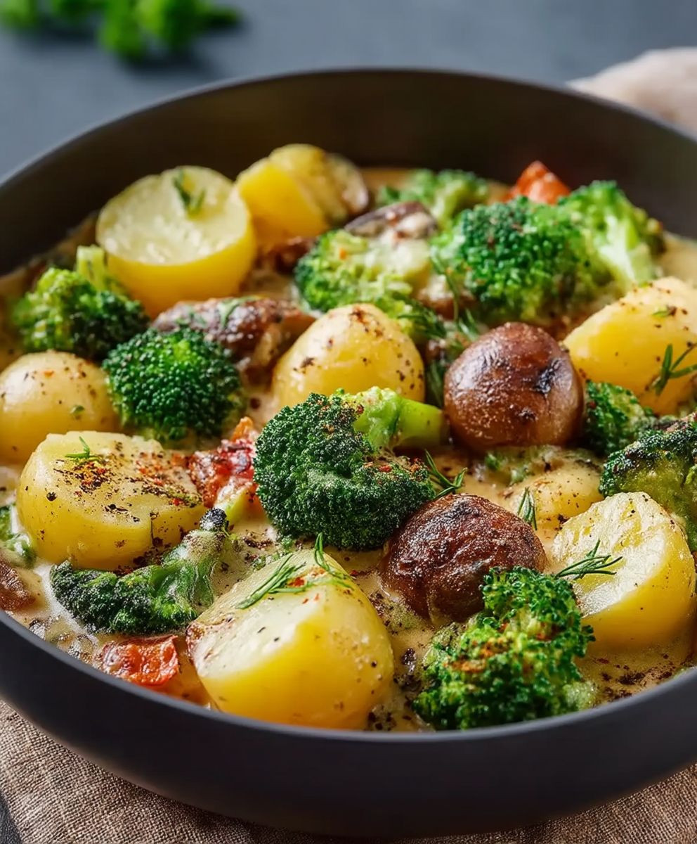 Bunte Gemüsepfanne Brokkoli Kartoffeln