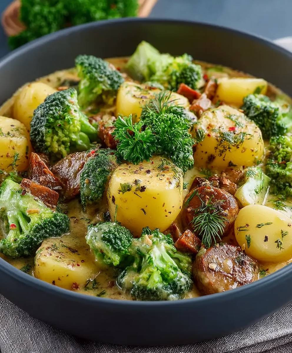 Bunte Gemüsepfanne Brokkoli Kartoffeln