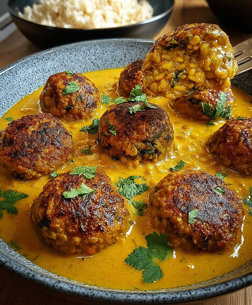 Linsenbällchen Currysauce