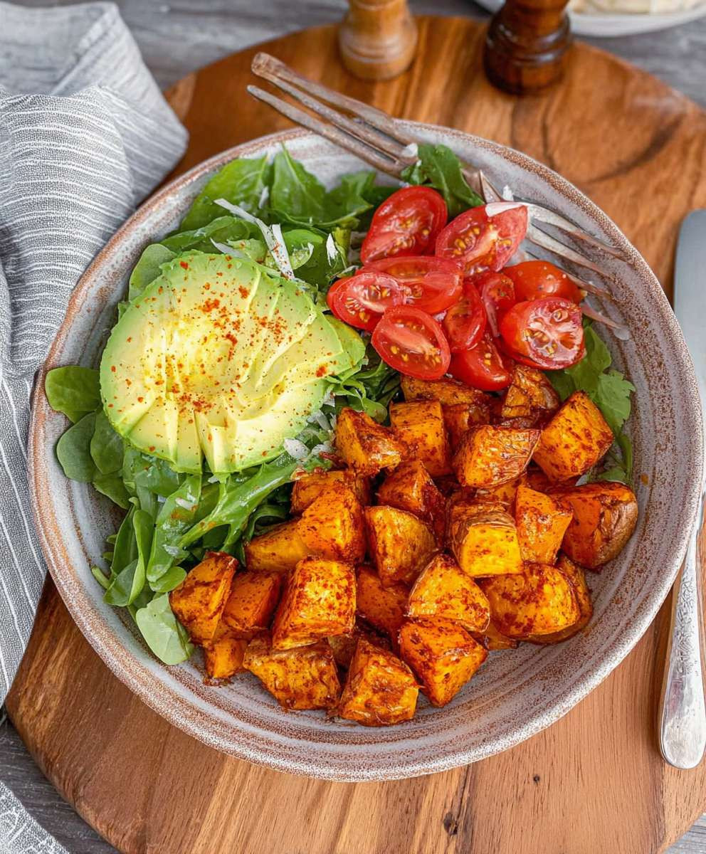 Knusprige Ofenkartoffeln mit Salat Bowl