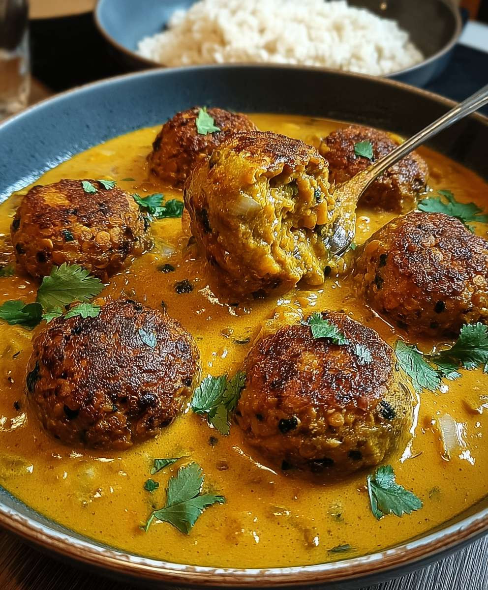 Linsenbällchen Currysauce