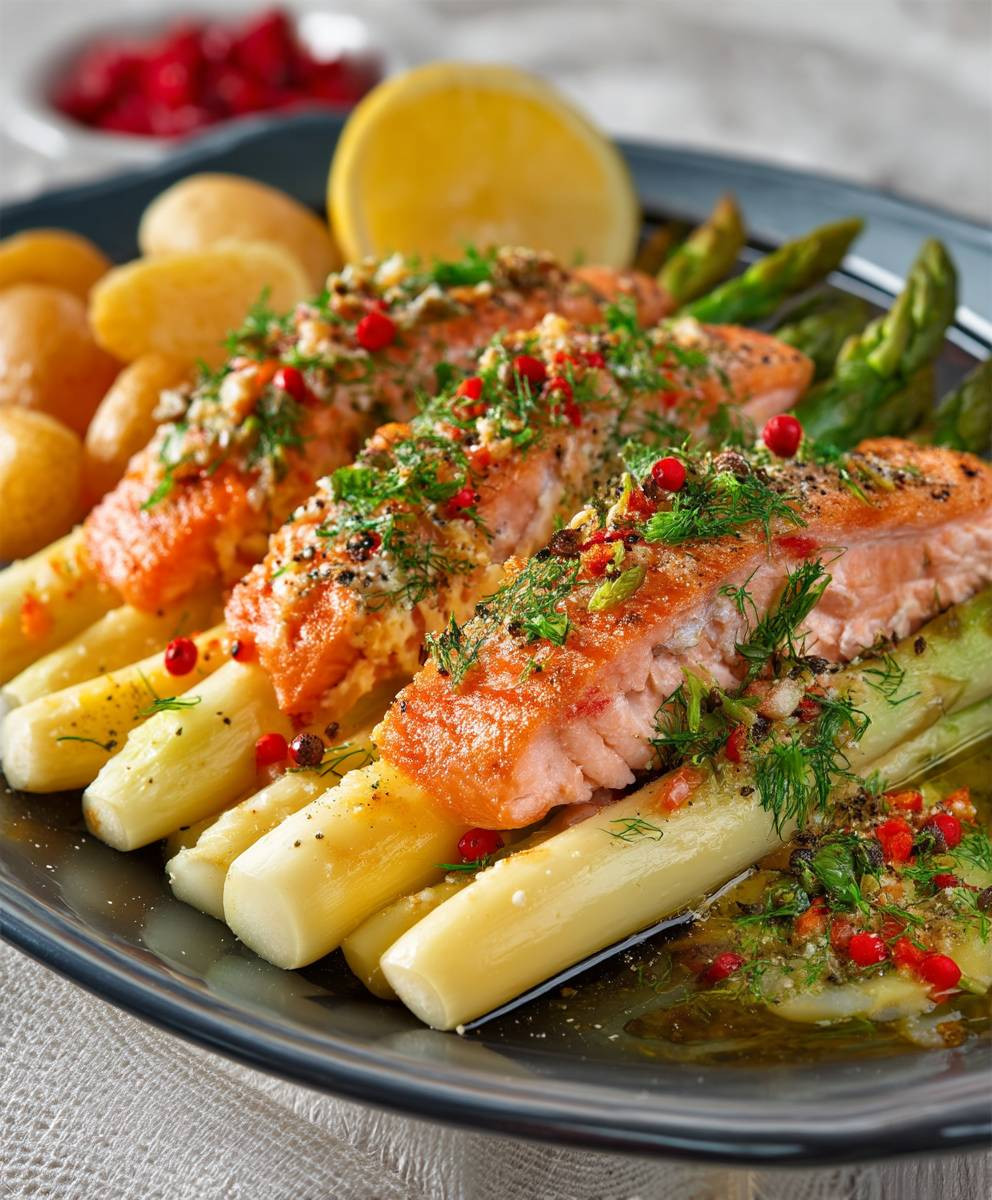Ofenspargel mit Lachs