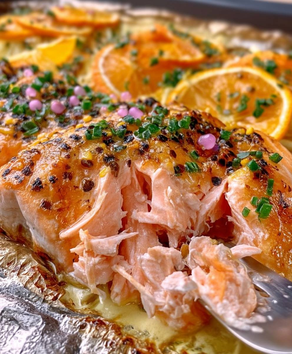 Orangen Lachs mit Honig Senf