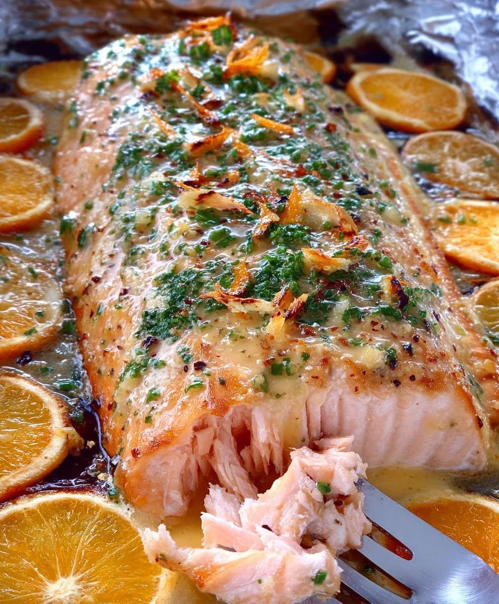 Orangen Lachs mit Honig Senf