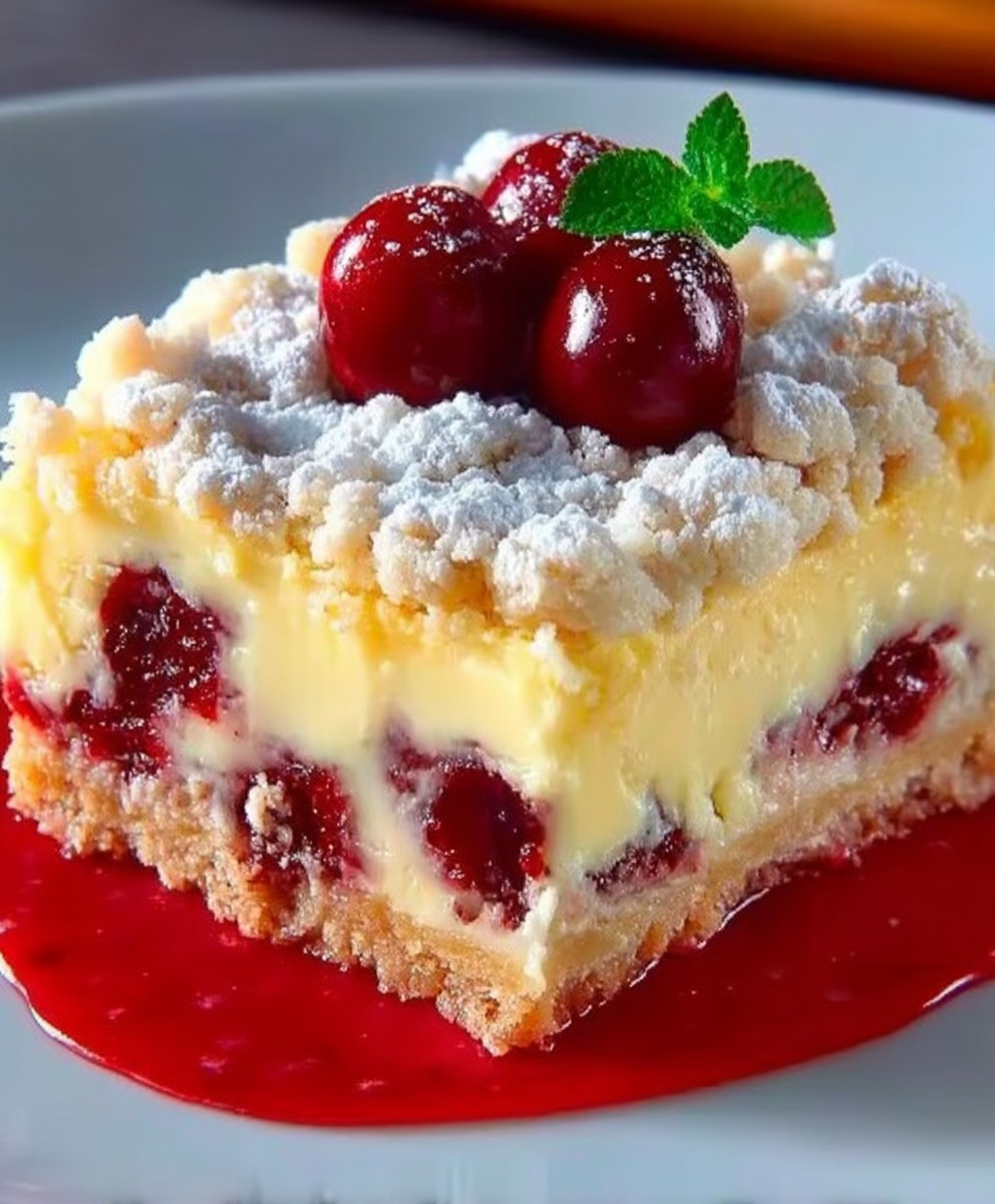 Kirschkuchen Streusel Vanillepudding