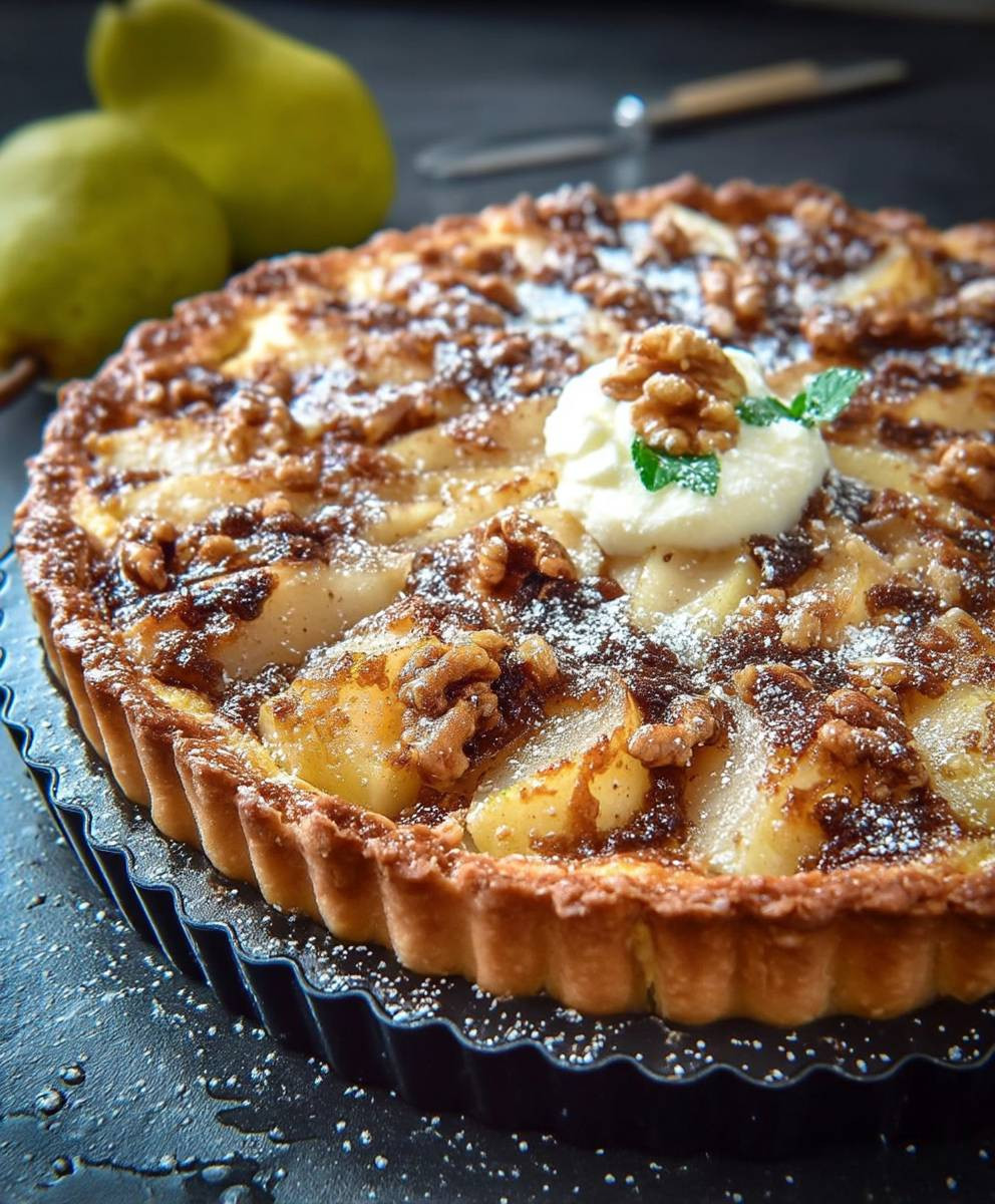 Birnen Tarte Walnüsse backen