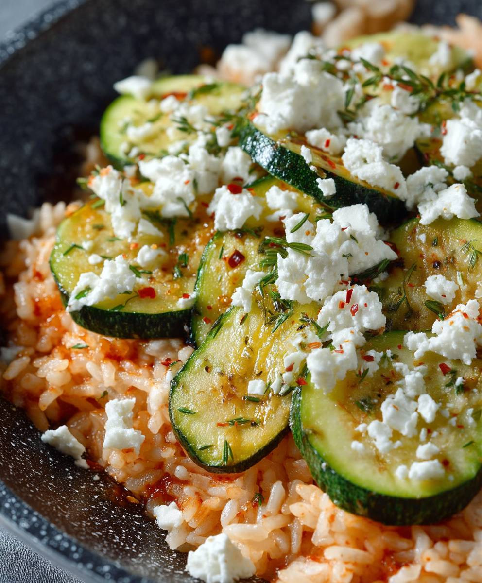 Zucchinipfanne Reis Feta