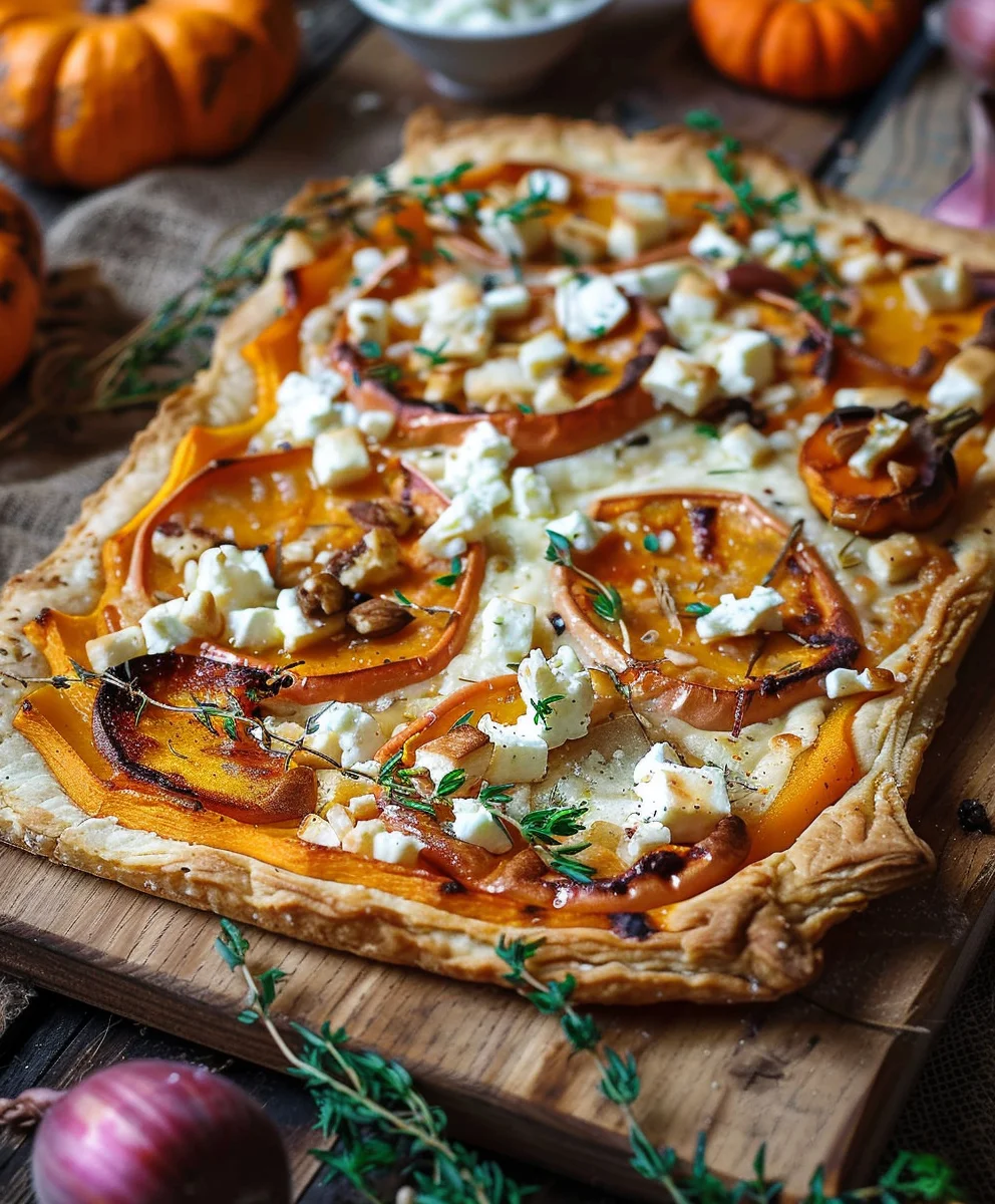 Kürbis Flammkuchen mit Feta – Dein herbstlicher Genussmoment!