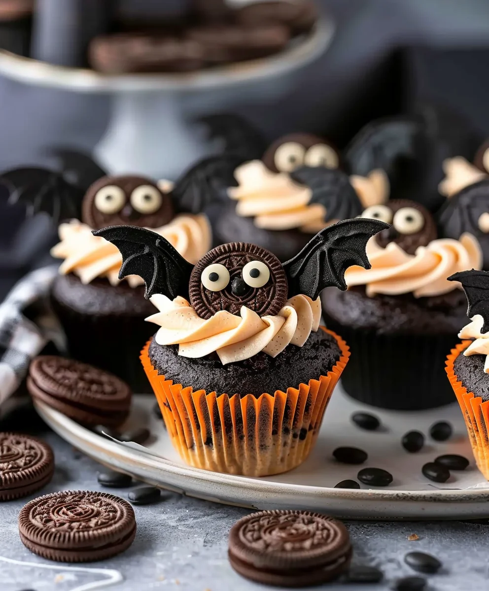 Fledermaus & Spinnen Cupcakes: Das Oreo Halloween Rezept