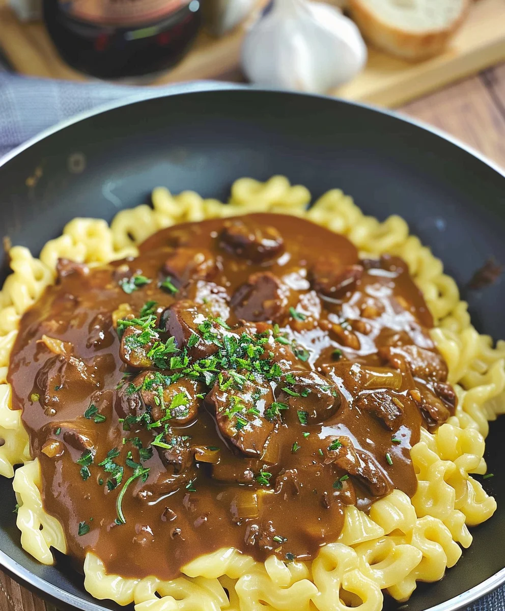 Cremige Jaegersosse mit Pilzen & Spaetzle – Ein Genuss!