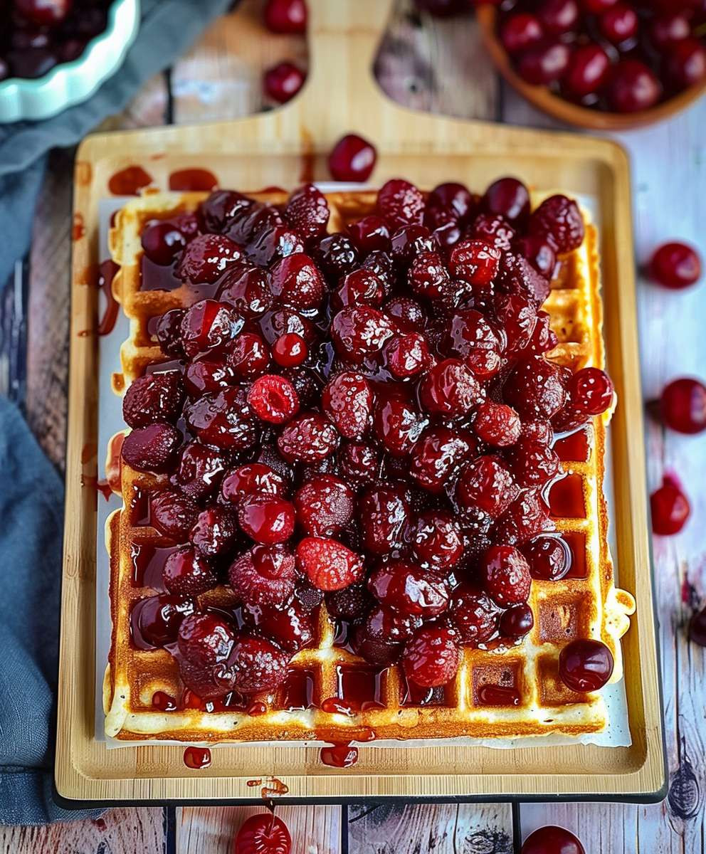 Waffelkuchen Quarkcreme Kirschen