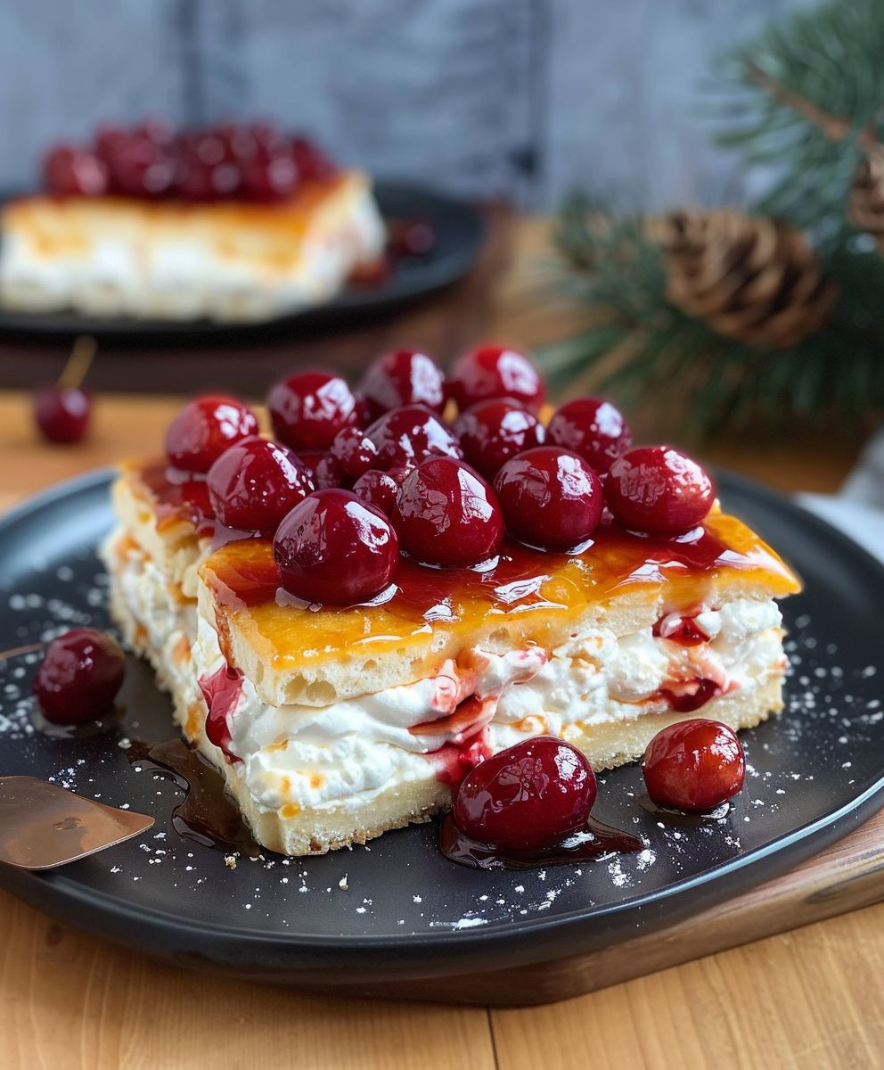 Waffelkuchen Quarkcreme Kirschen
