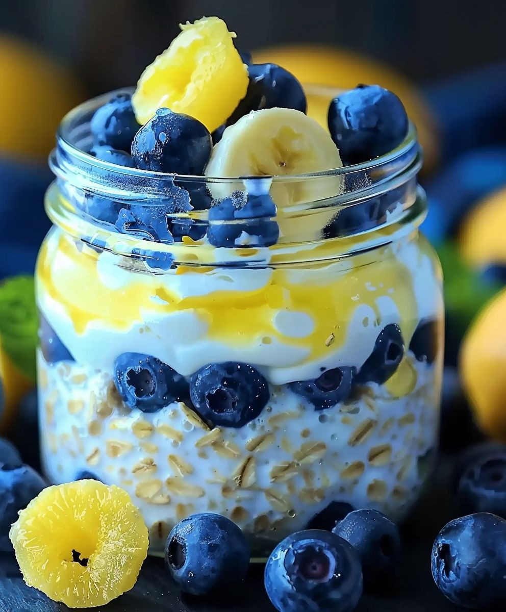 Zitronen Blaubeer Overnight Oats