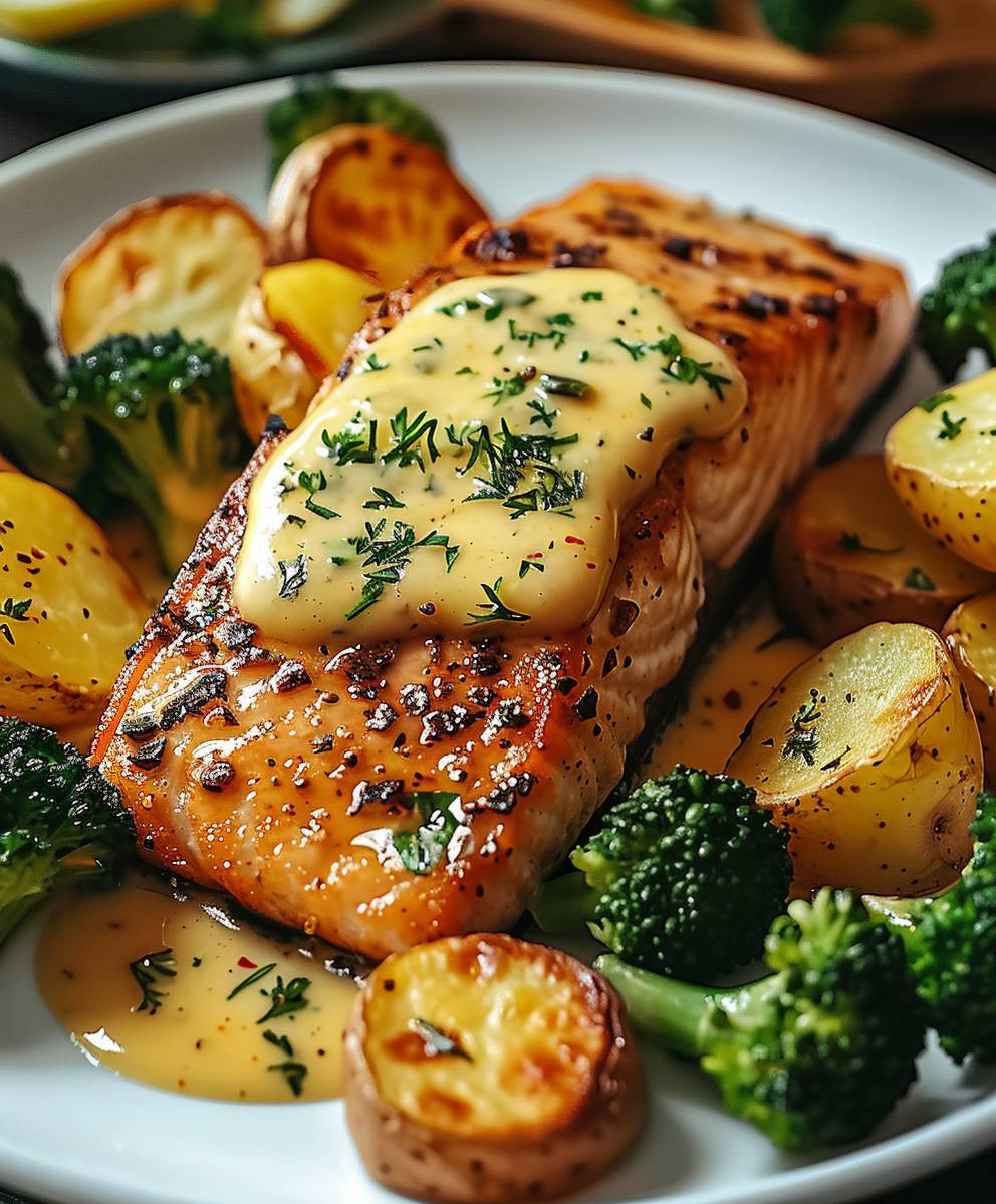 Zitronenbutterlachs Kartoffeln Brokkoli