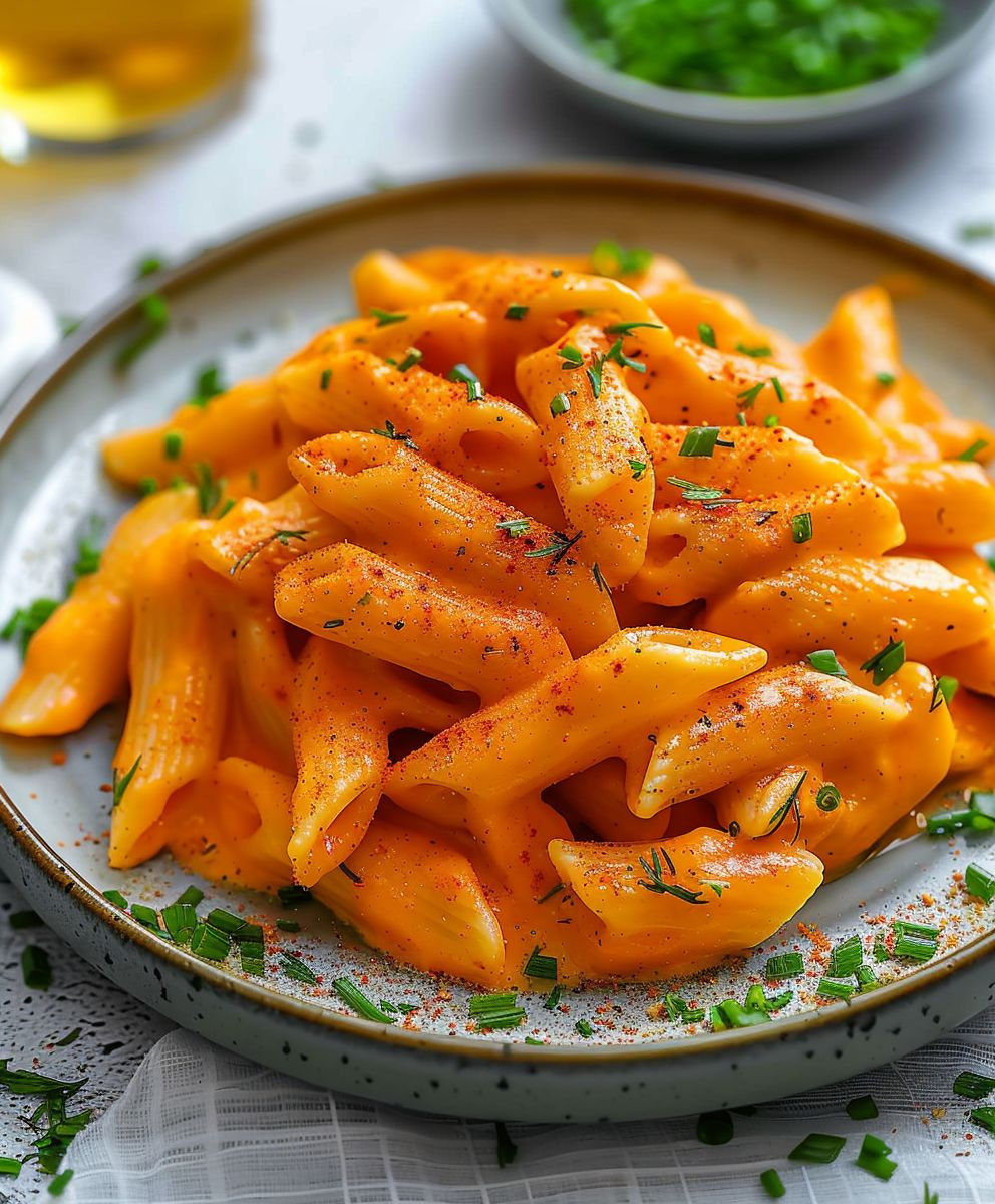 Kürbispasta mit Frischkäse