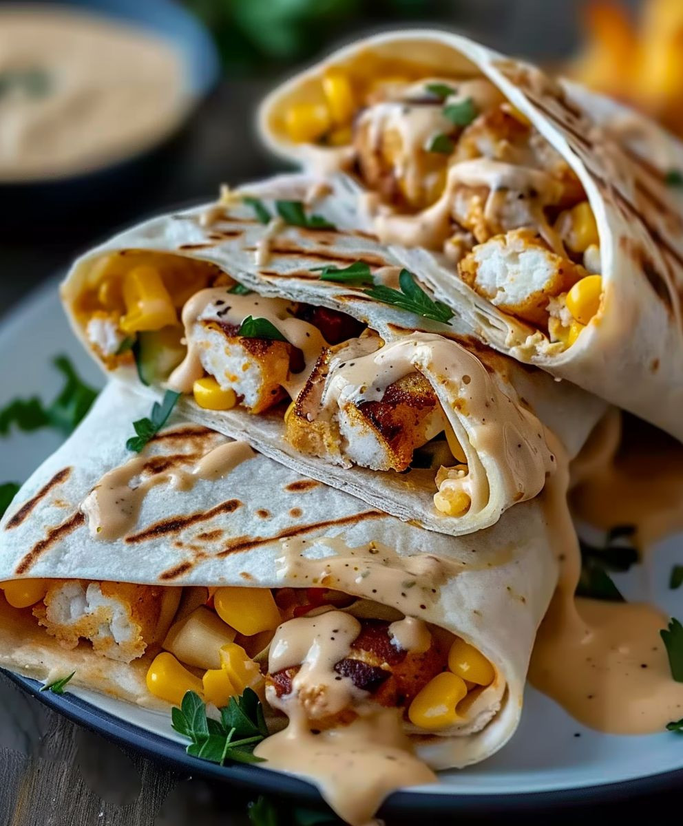Käse Knoblauch Hähnchen Wraps