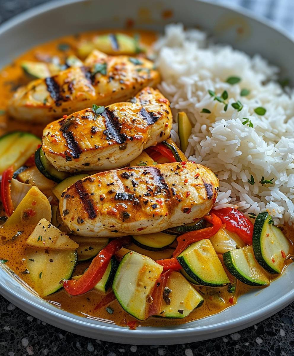 Paprika Zucchini Hähnchen cremig