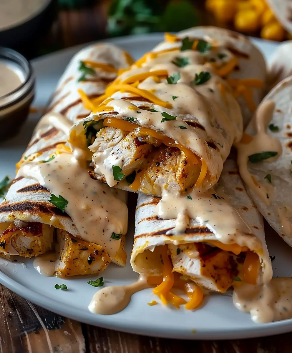 Käse Knoblauch Hähnchen Wraps