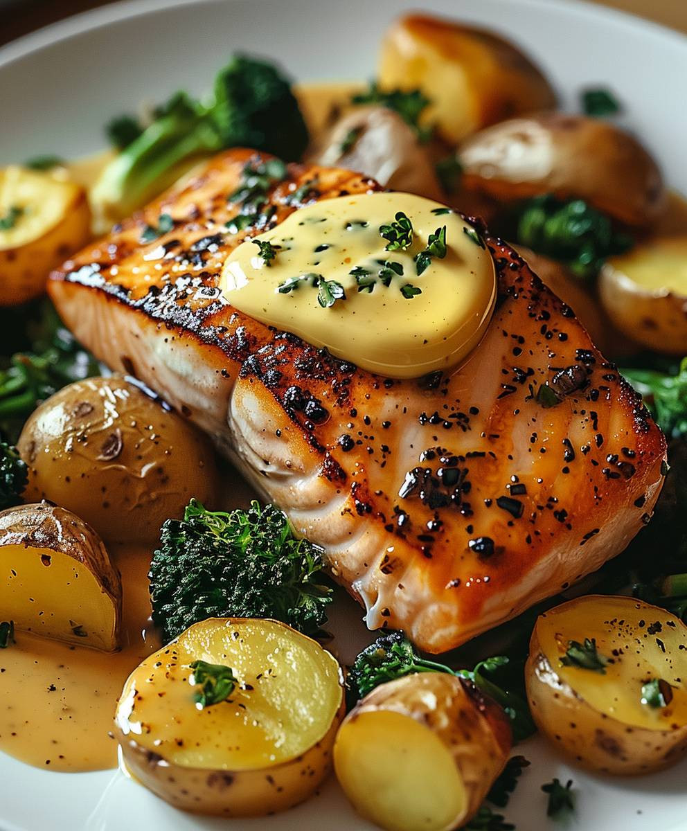 Zitronenbutterlachs Kartoffeln Brokkoli