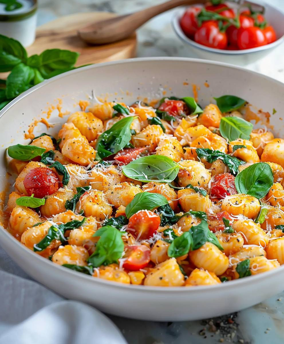 Gnocchi Pfanne Tomate Spinat