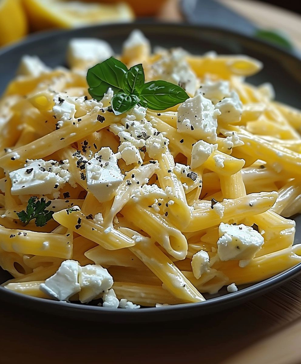 Zitronen Feta Pasta Sommer