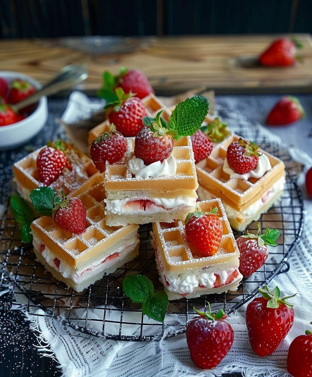 Erdbeerwaffelkuchen ohne Backen
