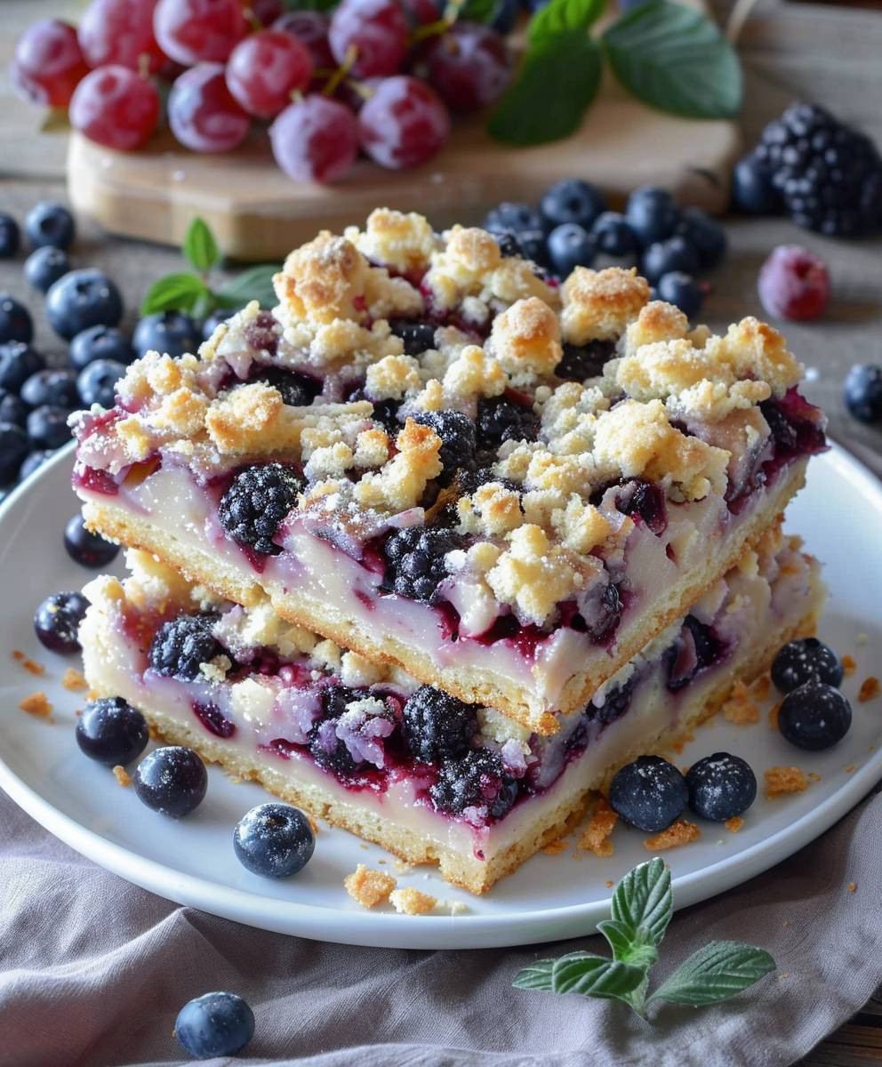 Heidelbeerkuchen Topfen Streusel