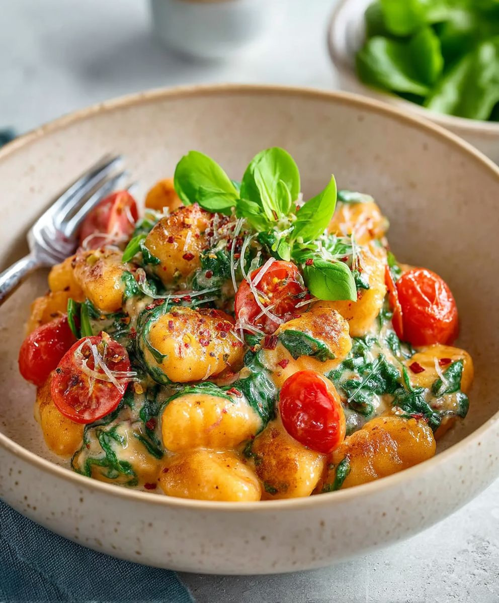 Gnocchi Pfanne Tomate Spinat