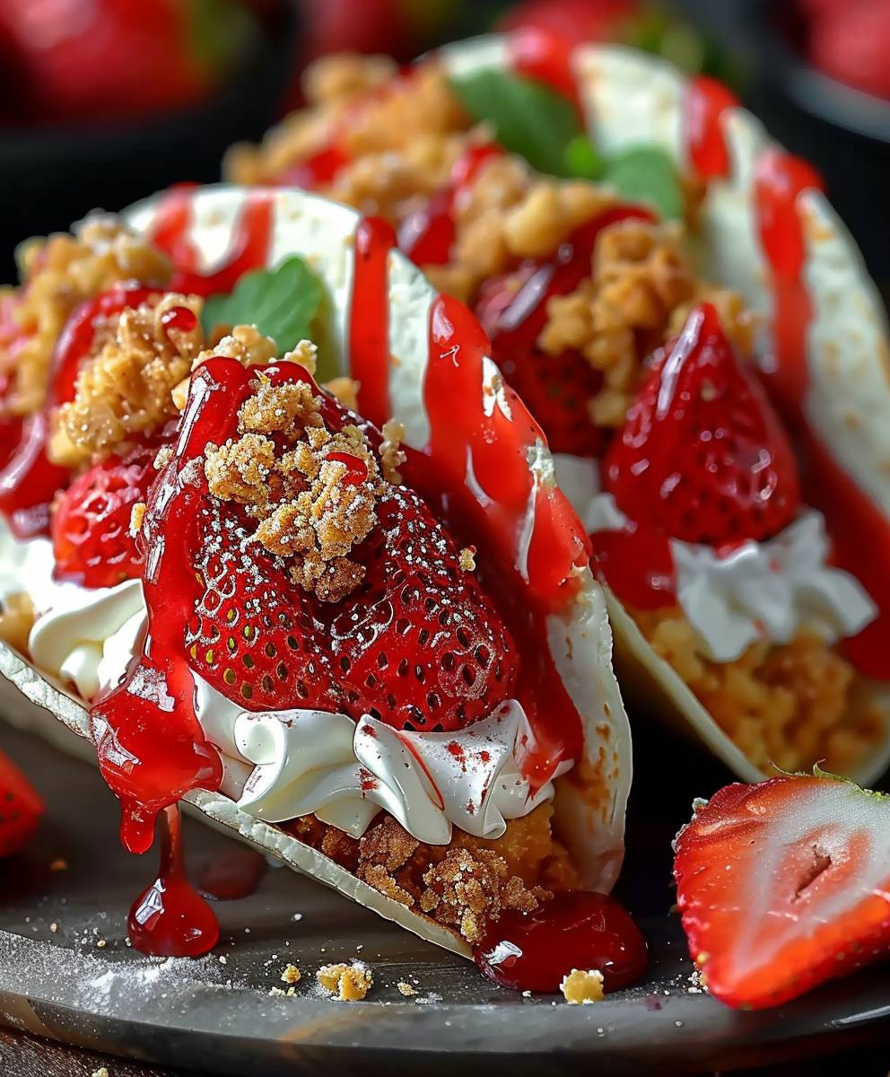 Erdbeer Crunch Cheesecake Tacos