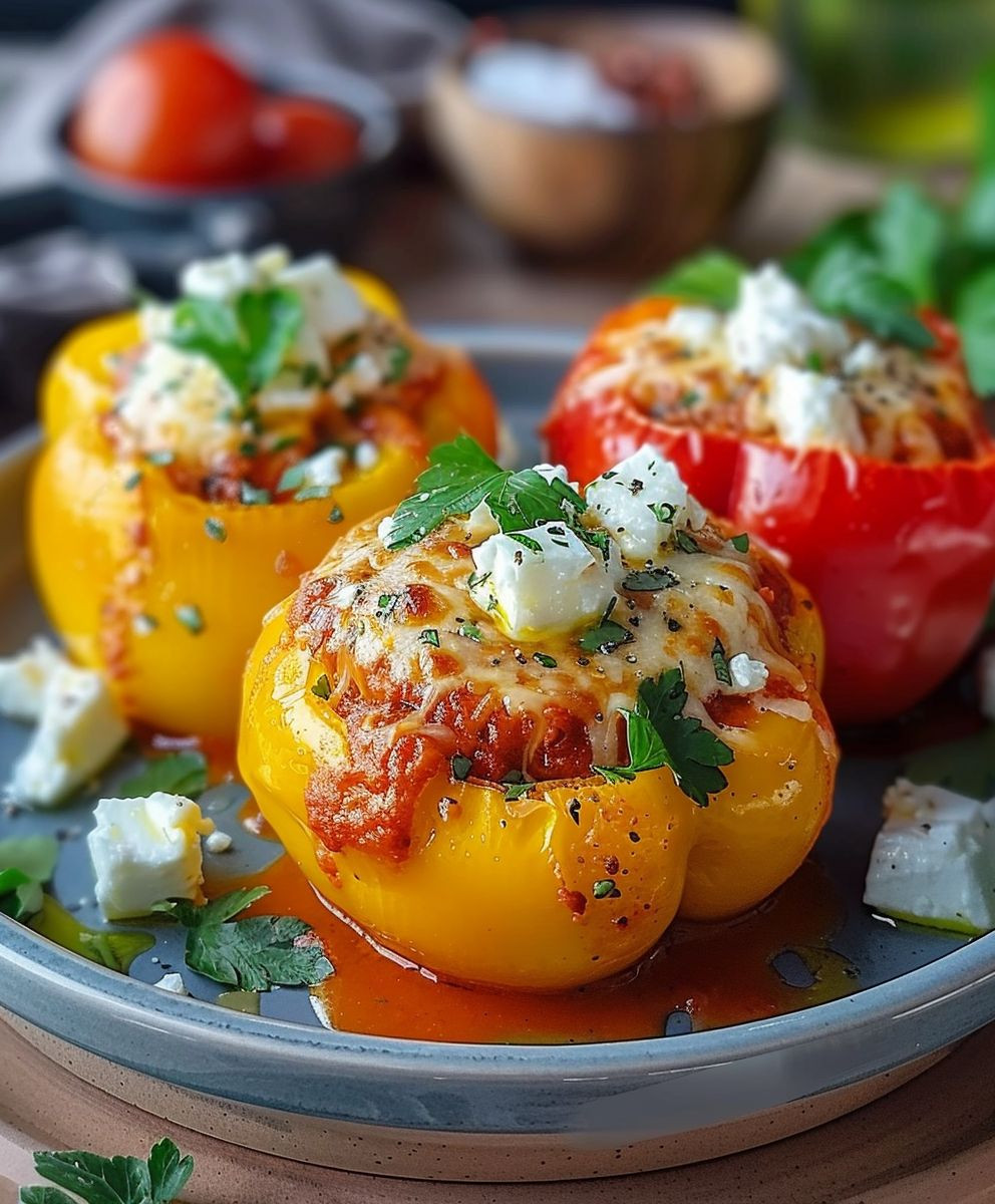 Gefüllte Paprika vegetarisch Feta