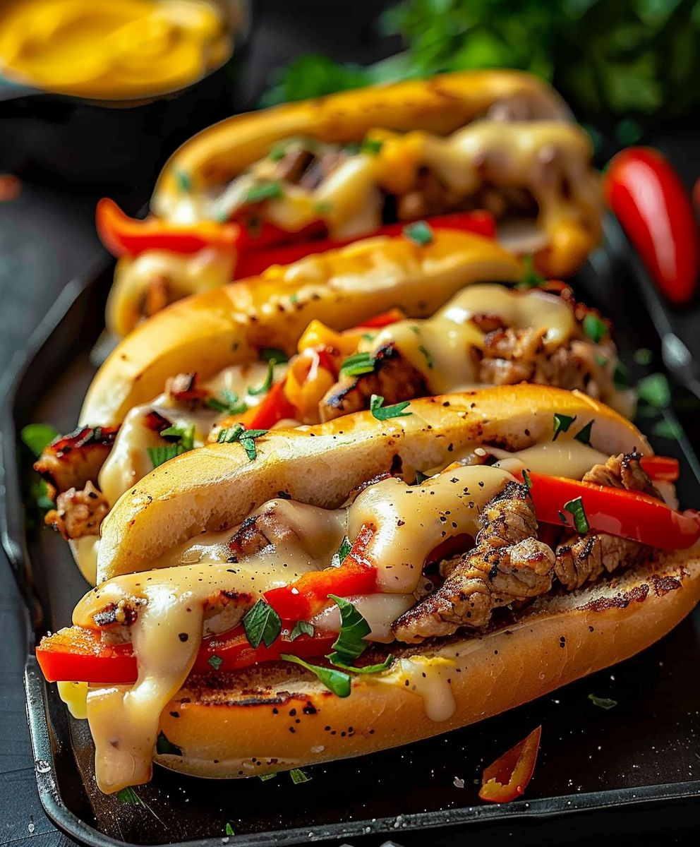 Hähnchen Cheesesteak Sandwich