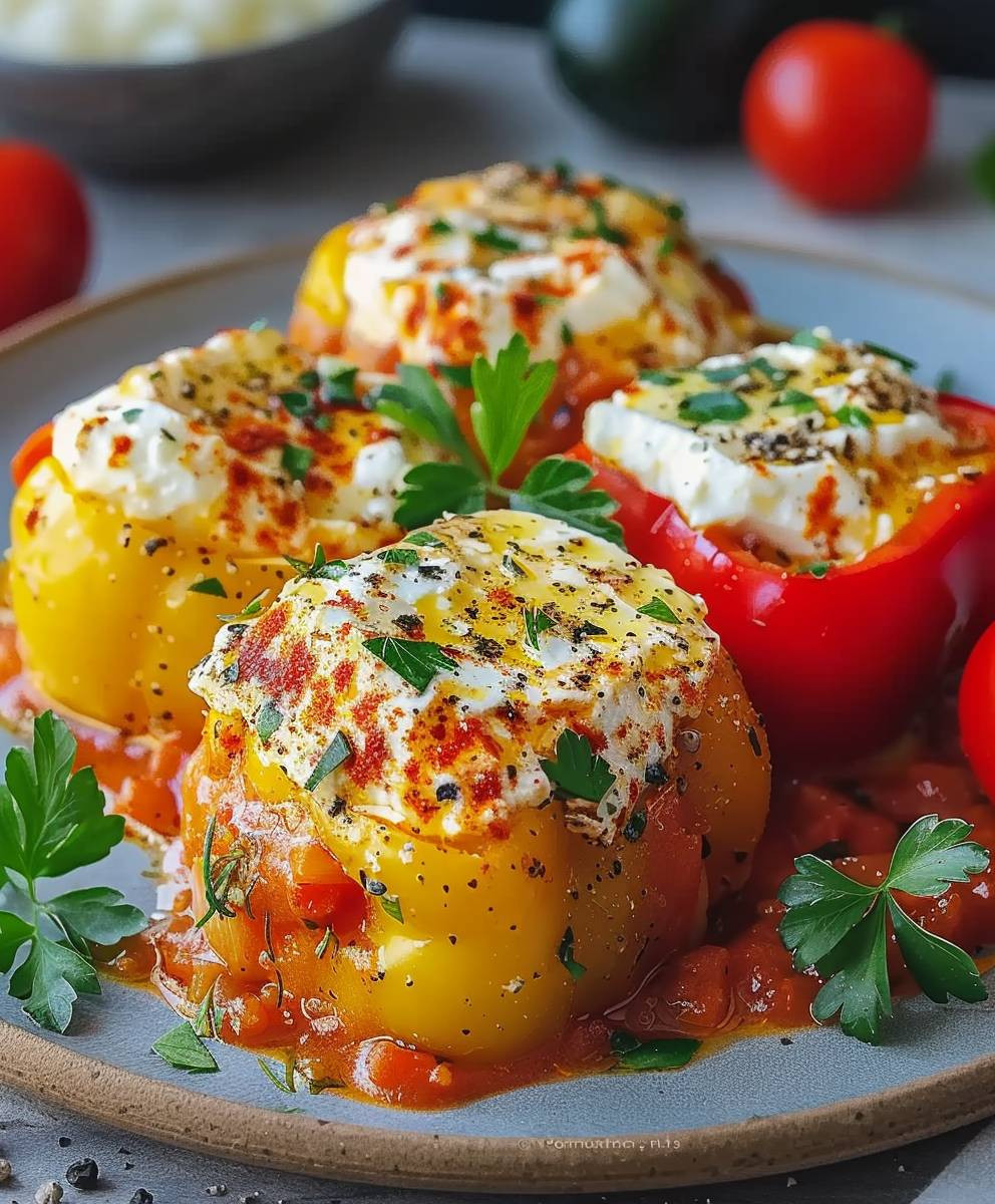 Gefüllte Paprika vegetarisch Feta
