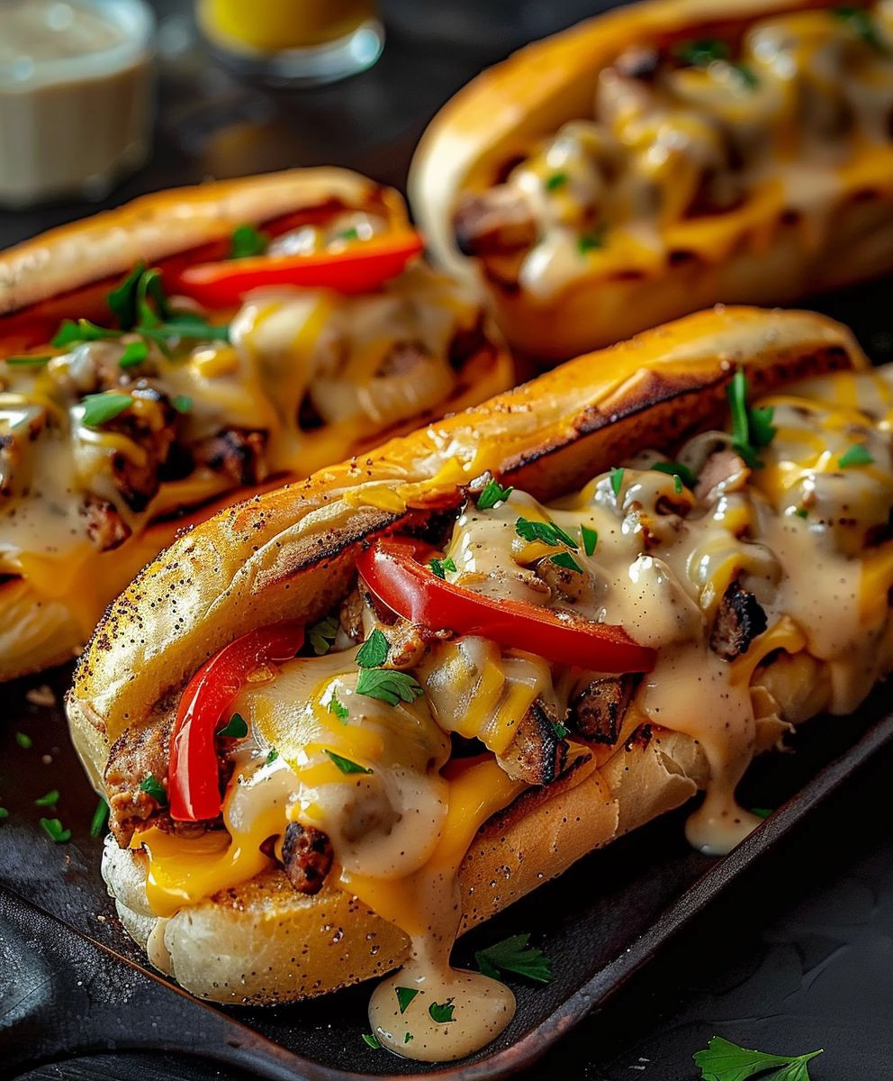 Hähnchen Cheesesteak Sandwich
