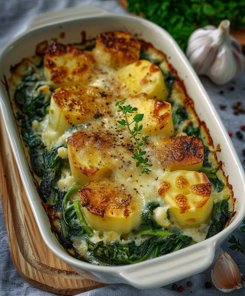 Kartoffel Spinat Auflauf vegetarisch