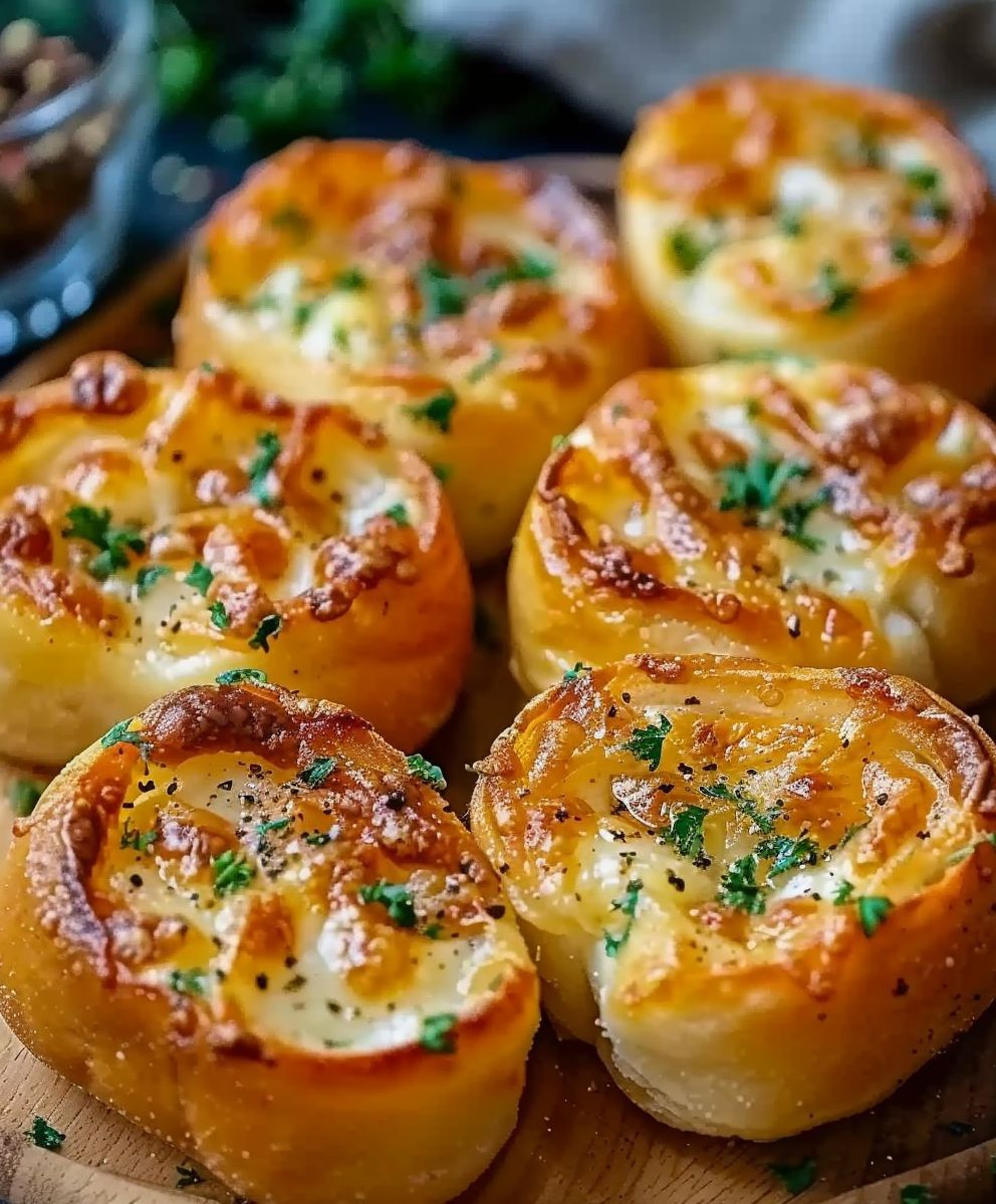 Käsige Knoblauchbrot Häppchen