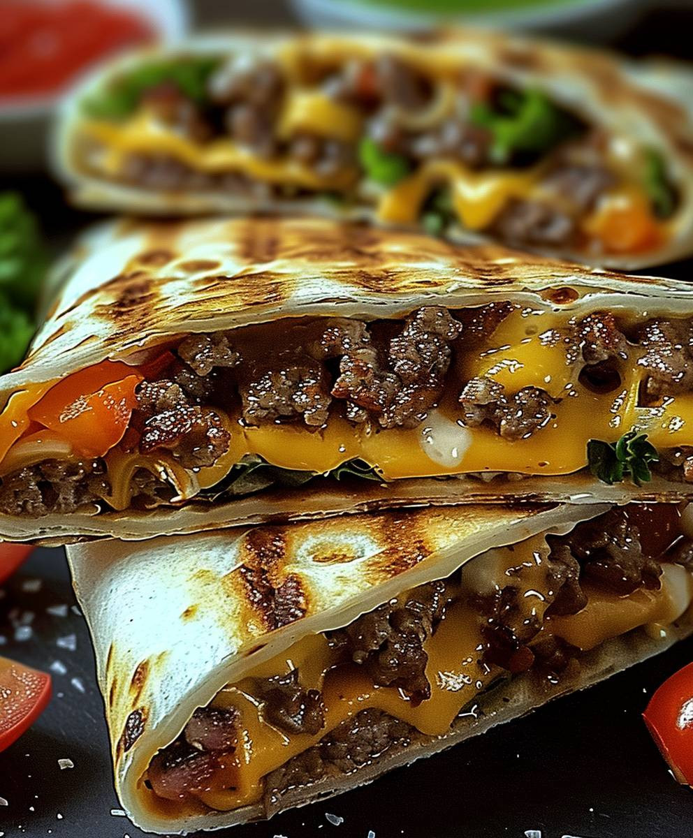 Gegrillte Cheeseburger Wraps