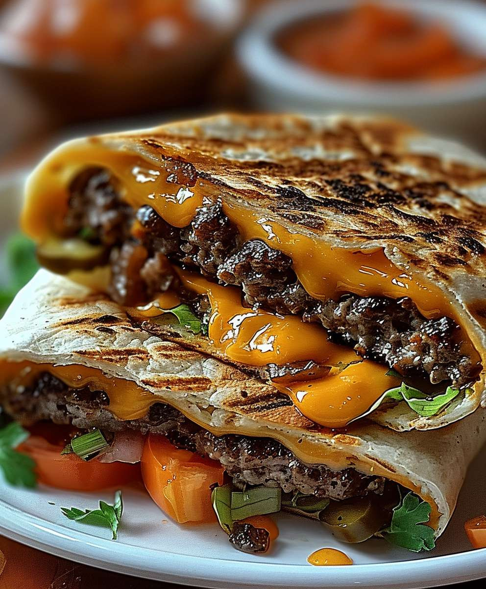 Gegrillte Cheeseburger Wraps