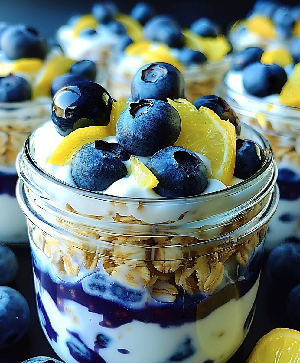Zitronen Blaubeer Overnight Oats
