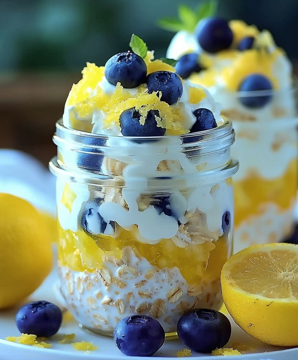 Zitronen Blaubeer Overnight Oats
