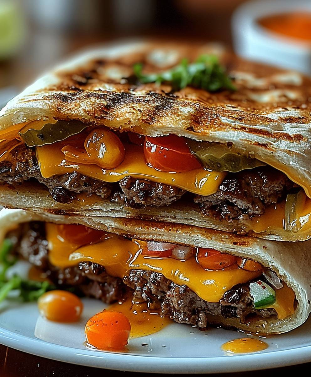 Gegrillte Cheeseburger Wraps